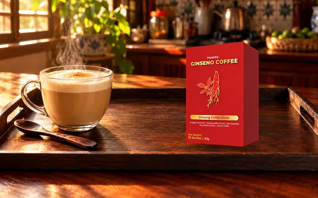 Secawan Ginseno Coffee panas sebelah kotak